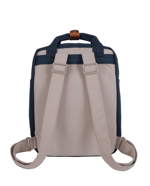 Mochila unisex pequeña Doughnut Macaroon de nylon impermeable bicolor en marfil y azul marino