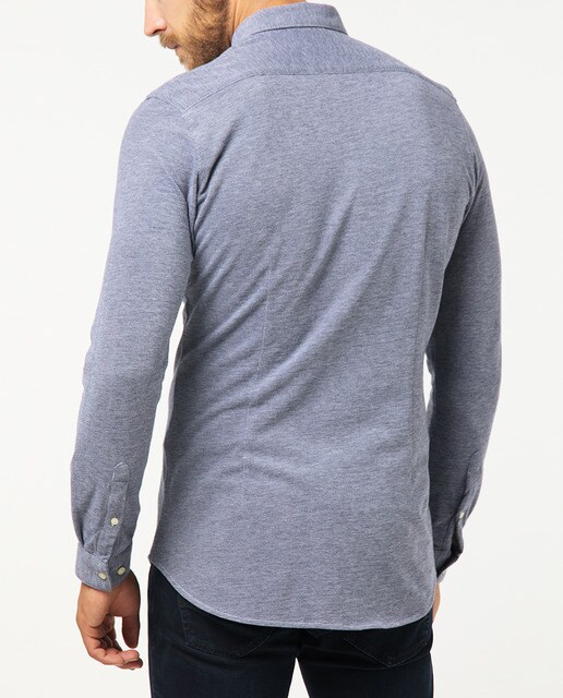 Camisa de piqué slim azul