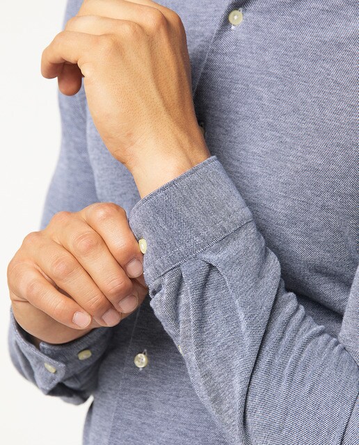 Camisa de piqué slim azul