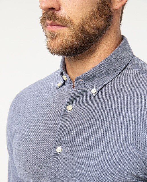 Camisa de piqué slim azul