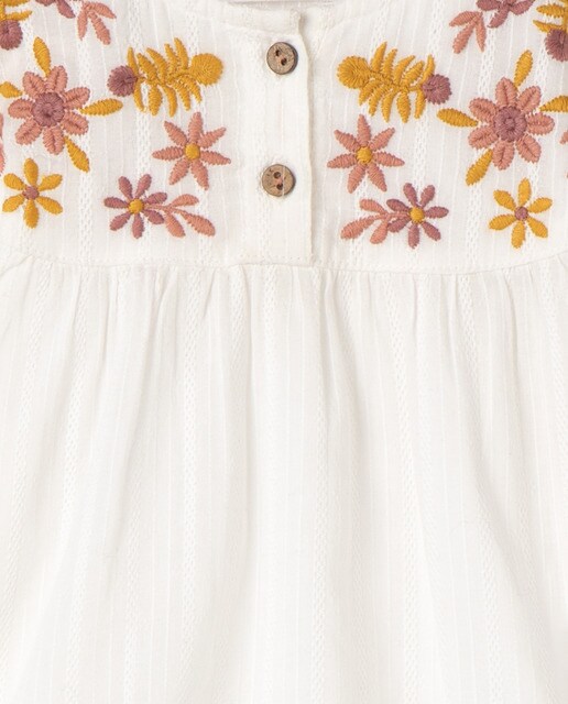 Blusa de bebé niña blanca flores bordadas