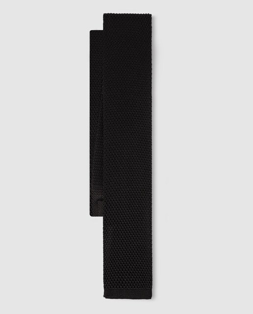 Corbata de seda en punto negro punto croche
