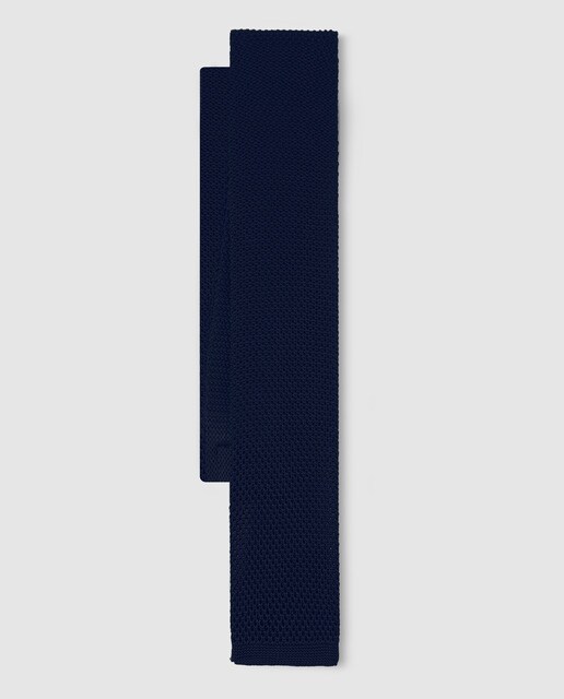 Corbata de seda en punto azul marino punto croche