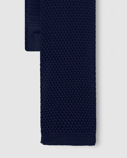 Corbata de seda en punto azul marino punto croche