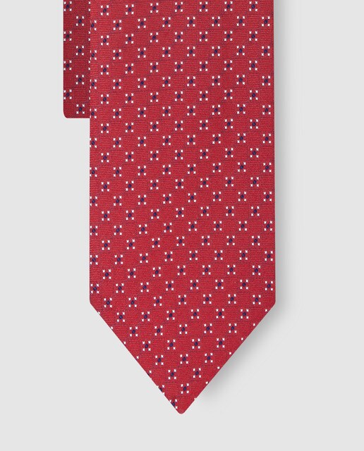 Gravata de seda vermelha com estampado de fantasia