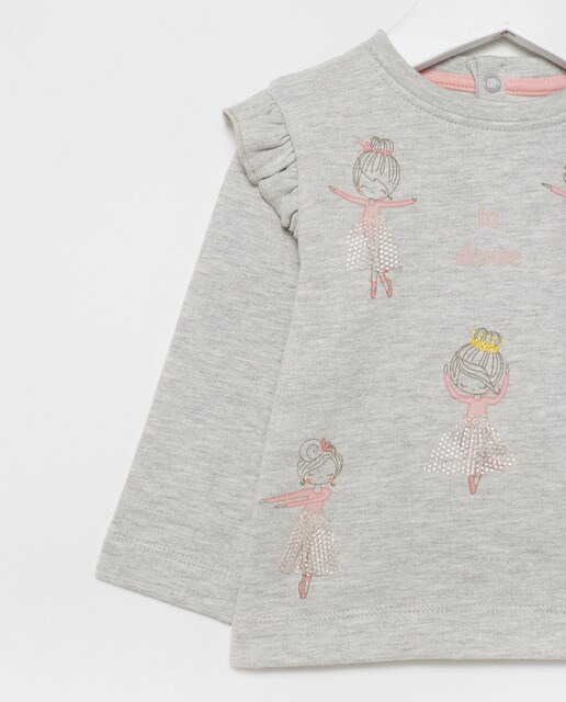 Sweatshirt cinzenta de bebé com bailarinas