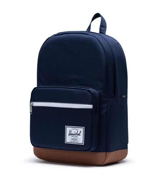 Mochila unissexo Pop Quiz azul-marinho com fecho-éclair
