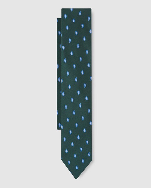 Gravata de seda verde com estampado paisley