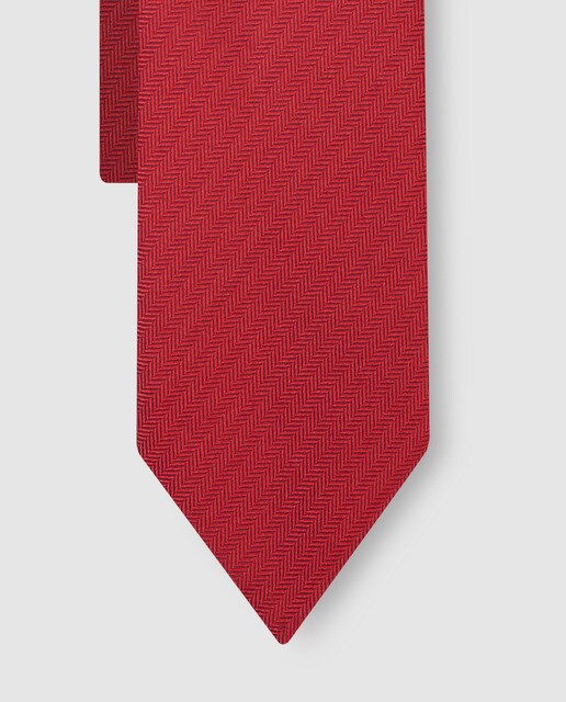 Gravata de seda vermelha com estampado liso