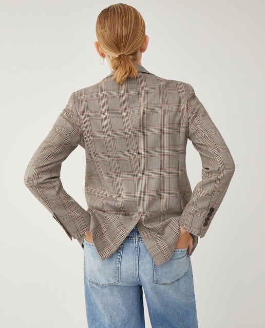 Blazer básica de mujer de cuadros