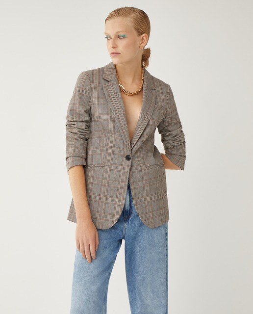 Blazer básica de mujer de cuadros