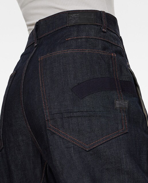 Jeans C-Staq 3D C Boyfriend de cintura subida azuis