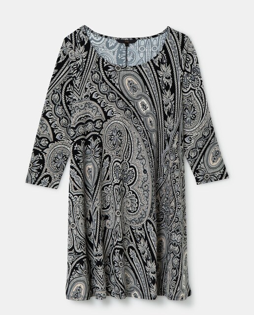 Vestido curto de malha com estampado