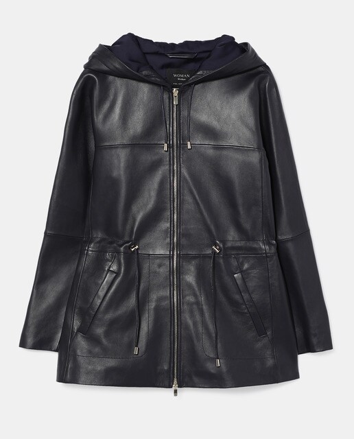 Parka de mujer 100% piel con capucha