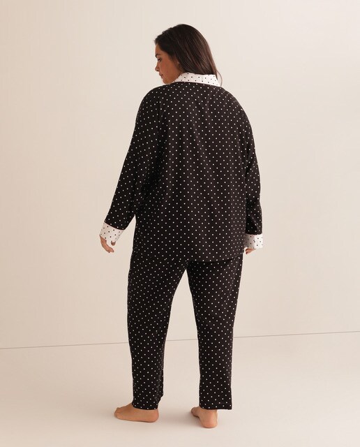Pijama completo Tamanhos grandes Polka Dots tipo camiseiro