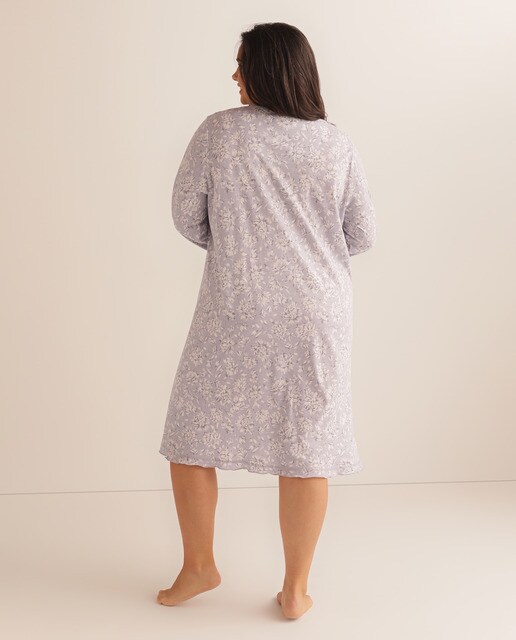 Camisa de dormir curta Tecido Soft com estampado floral