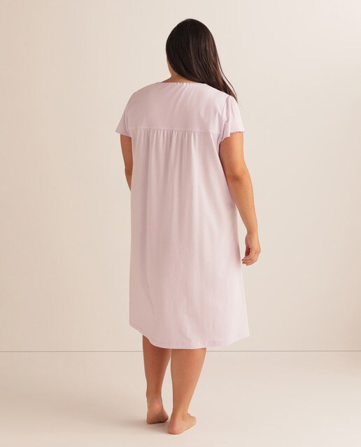 Camisa de dormir curta tamanhos grandes Tecido Soft lisa