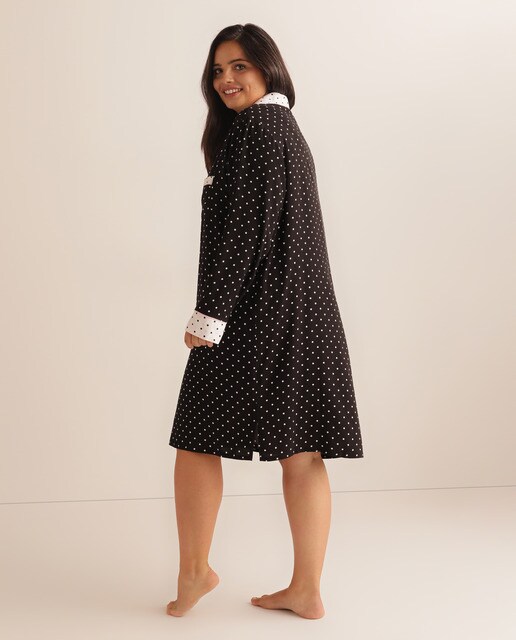 Camisa curta Tamanhos Grandes Polka Dots de viscose