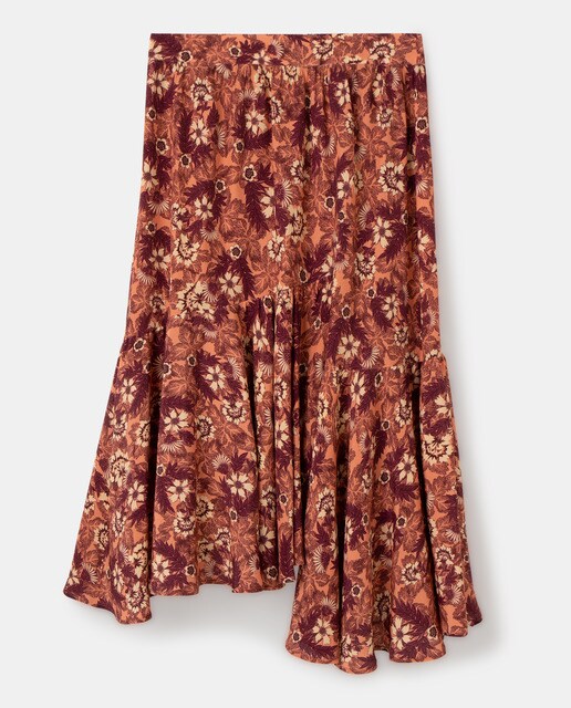 Falda midi con volante