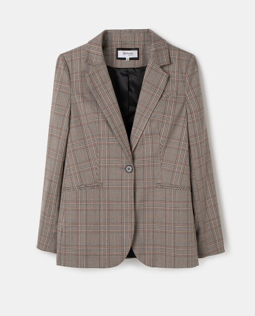Blazer básica de mujer de cuadros