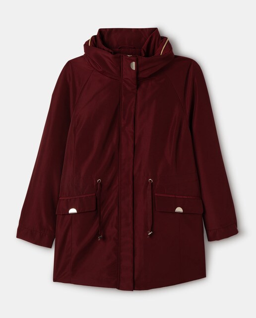 Parka larga de mujer talla grande con cordón en la cintura