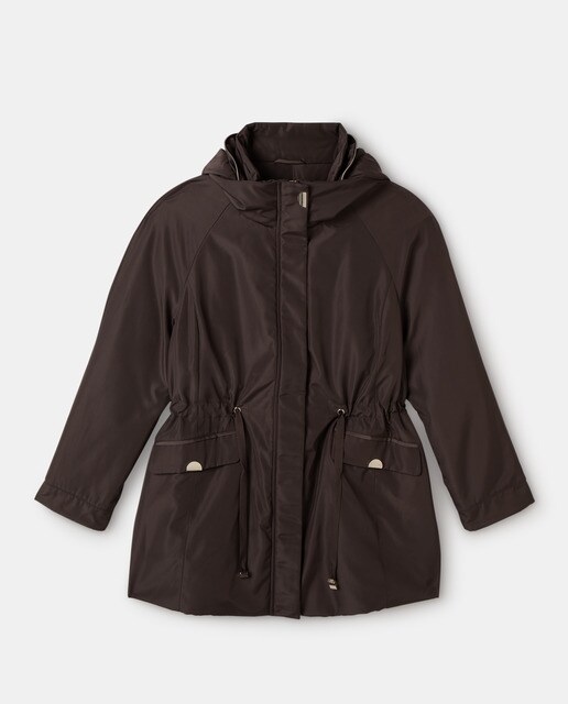 Parka larga de mujer talla grande con cordón en la cintura
