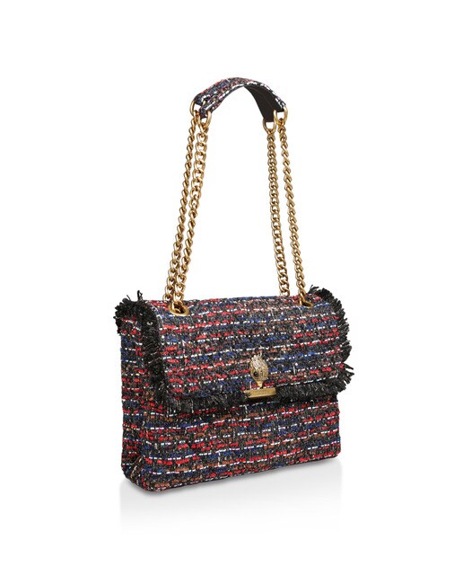 Bandolera de mujer Kurt Geiger Kensington de tweed multicolor y flecos