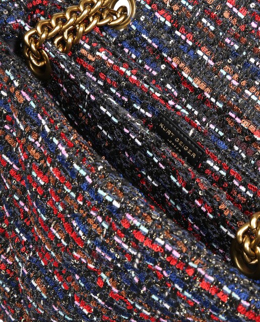 Bandolera de mujer Kurt Geiger Kensington de tweed multicolor y flecos