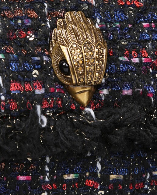 Bandolera mini de mujer Kurt Geiger Kensington de tweed multicolor con lentejuelas