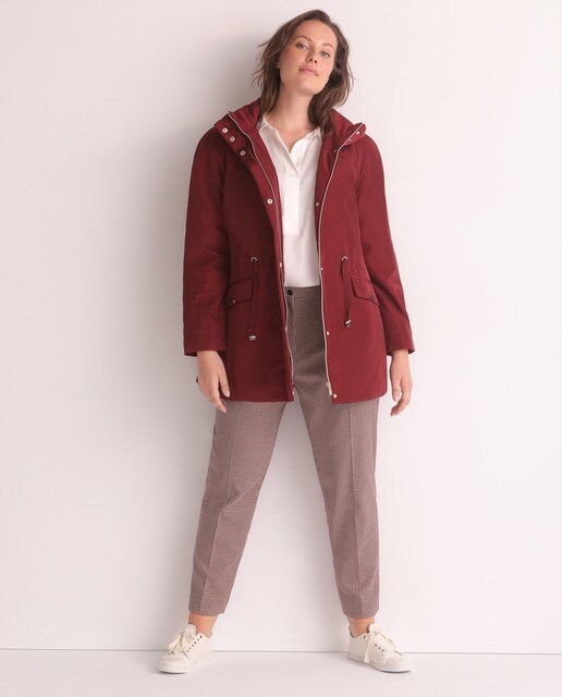 Parka larga de mujer talla grande con cordón en la cintura