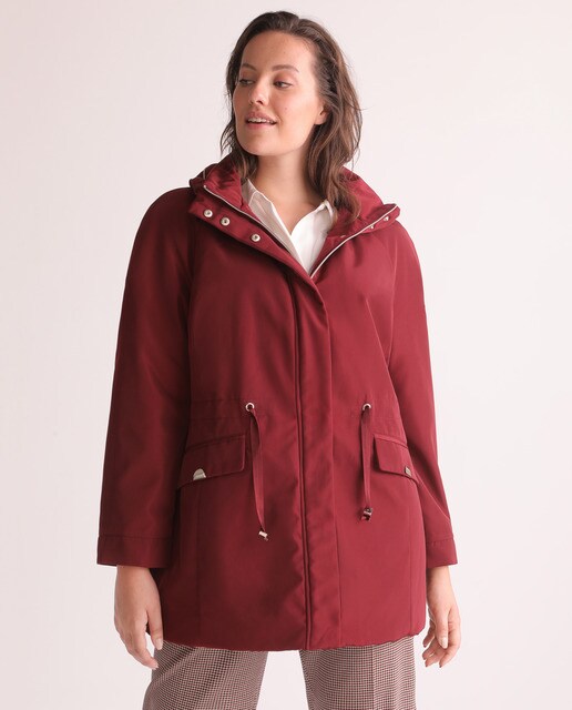 Parka larga de mujer talla grande con cordón en la cintura