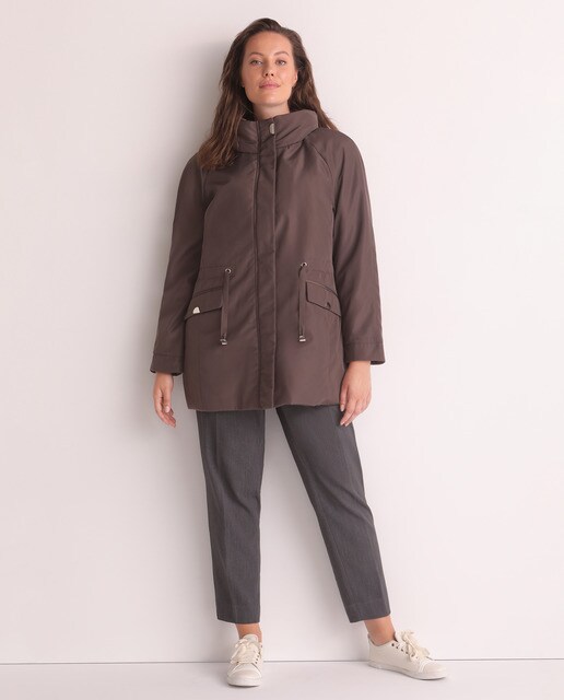 Parka larga de mujer talla grande con cordón en la cintura