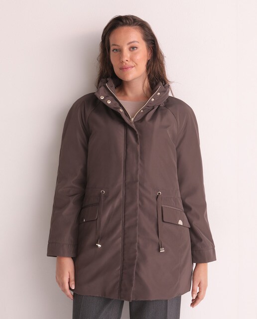 Parka larga de mujer talla grande con cordón en la cintura