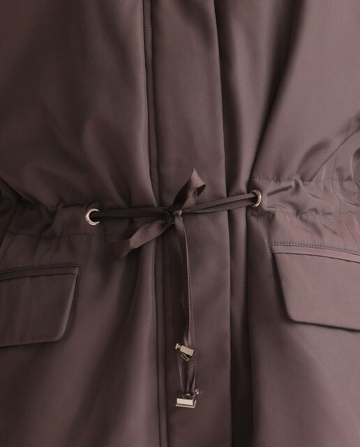 Parka larga de mujer talla grande con cordón en la cintura
