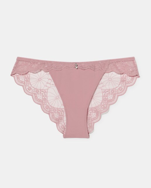 Tanga rosa com renda