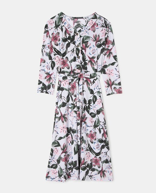 Vestido com estampado floral e botões