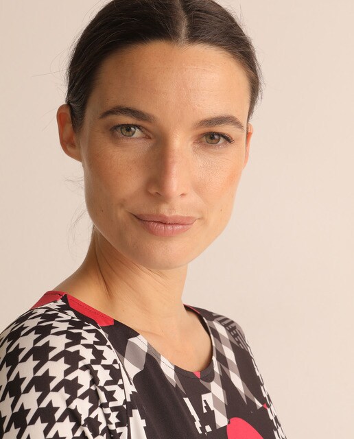 Vestido com estampado de patchwork