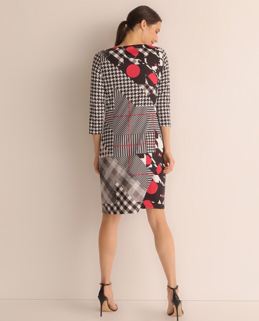 Vestido com estampado de patchwork