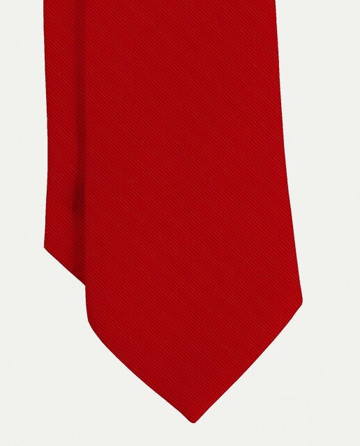 Corbata de seda lisa siete pliegues color rojo