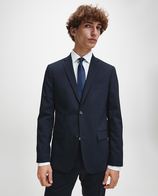 Chaqueta de traje de hombre Calvin Klein regular liso azul