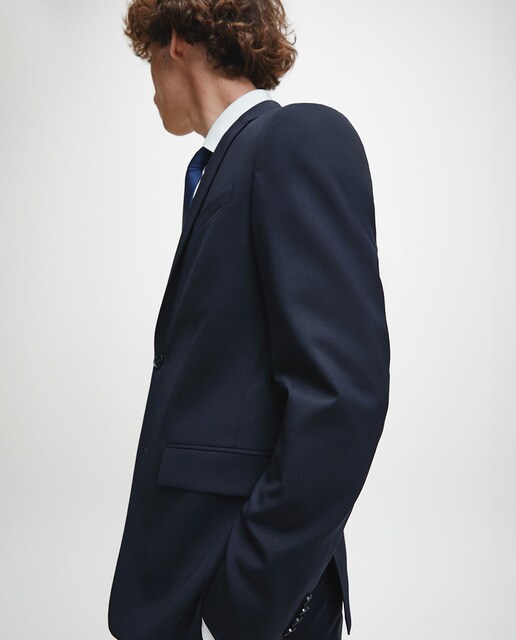 Chaqueta de traje de hombre Calvin Klein regular liso azul