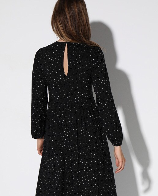 Vestido com estampado à frente e elásticos