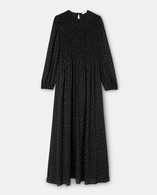 Vestido com estampado à frente e elásticos