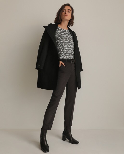 Camisola de malha com animal print e fio metalizado