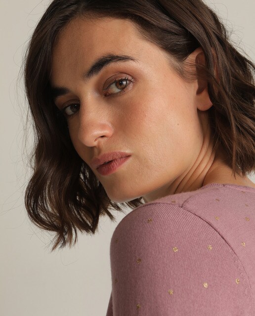 Camisola de malha lisa às bolinhas de glitter
