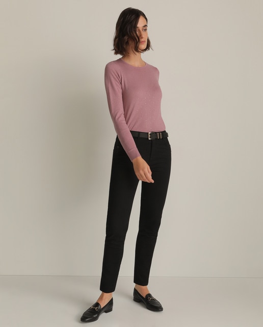 Camisola de malha lisa às bolinhas de glitter