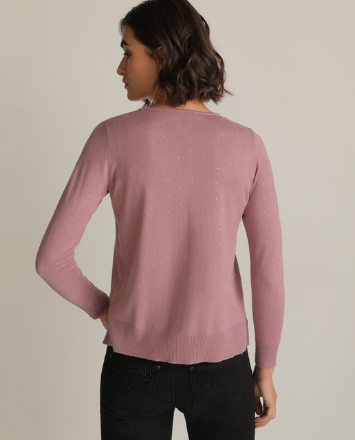 Camisola de malha lisa às bolinhas de glitter