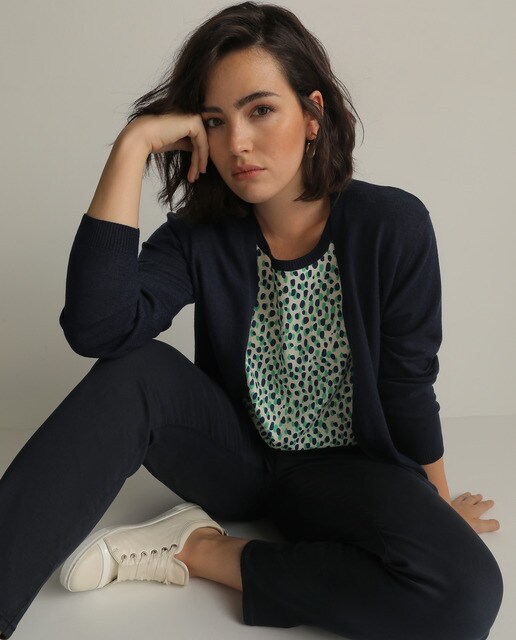 Camisola de malha tamanhos grandes com efeito de duas peças e animal print