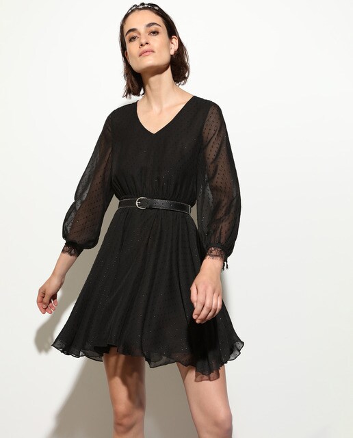 Vestido de fiesta con plumeti