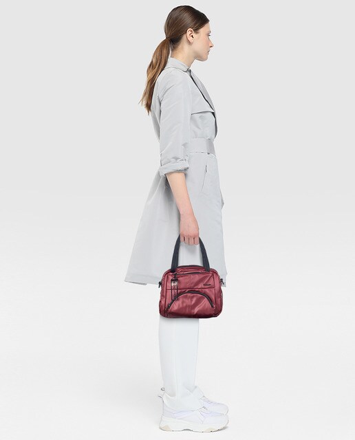 Bowling bag pequena bordeaux com acabamento metalizado